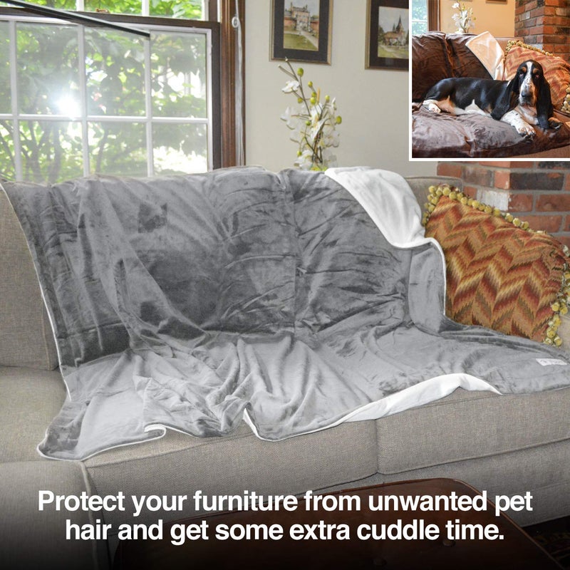 PetFusion Premium Dog & Cat Blanket | Ultra Soft Pet Blanket Available in Plush or Quilted; 2 Colors (Grey; Brown) | Perfect for Small Dogs & Large Dogs - Image 2